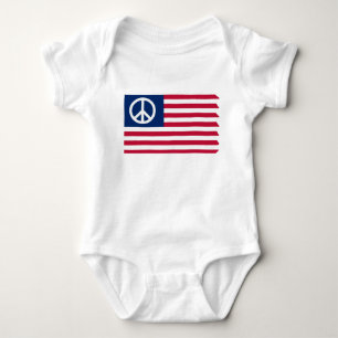 Patriotic Peace and the American Flag Baby Bodysuit