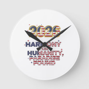 Patriotic Peace Decal Round Clock