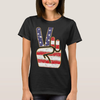 Patriotic Peace Sign Hand Symbol Americans T-Shirt