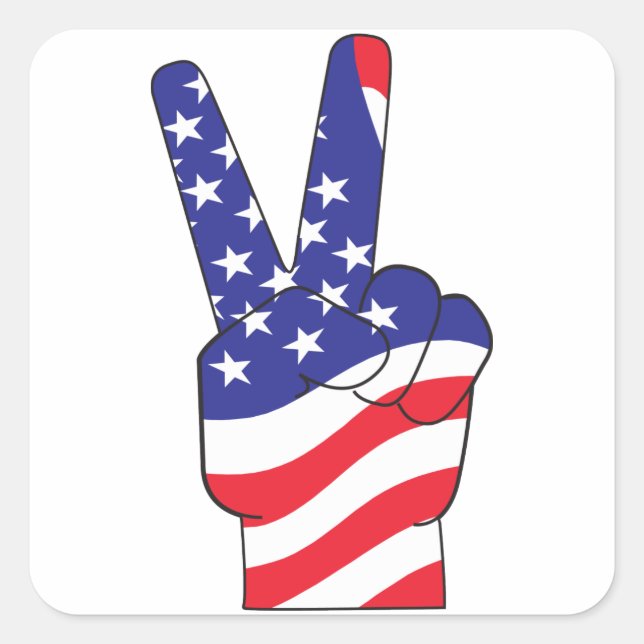 Patriotic Peace Sign USA Square Sticker (Front)