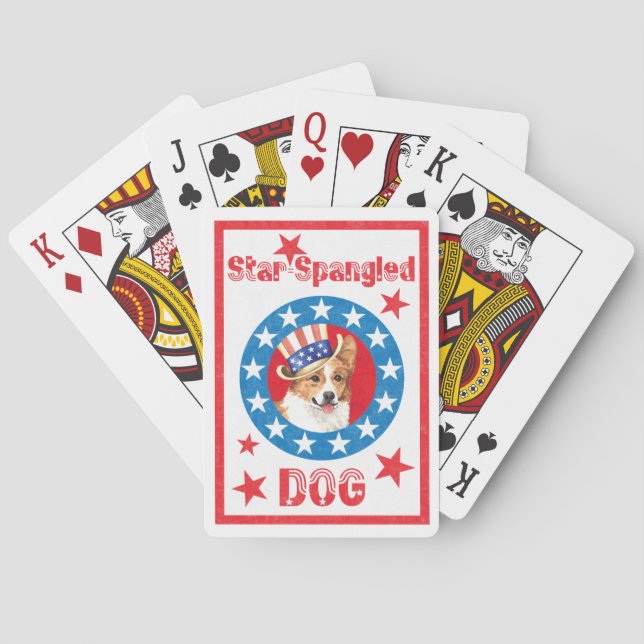 Patriotic Pembroke Welsh Corgi Playing Cards (Back)