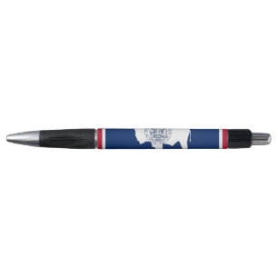 Patriotic Pen with flag of Wyoming State, USA