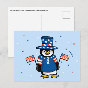 Patriotic Penguin Postcard
