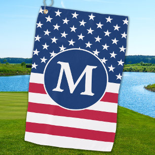 Patriotic Personalised Monogram American Flag Golf Towel
