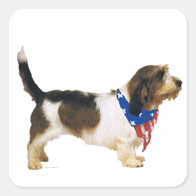 Patriotic Petit Basset Griffon Vendeen Square Sticker (Front)