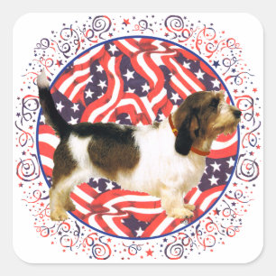 Patriotic Petit Basset Griffon Vendeen Square Sticker