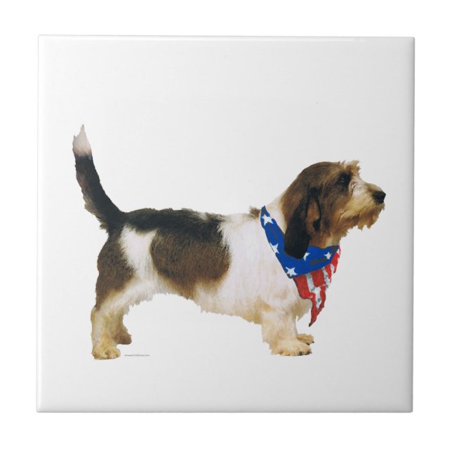 Patriotic Petit Basset Griffon Vendeen Tile (Front)