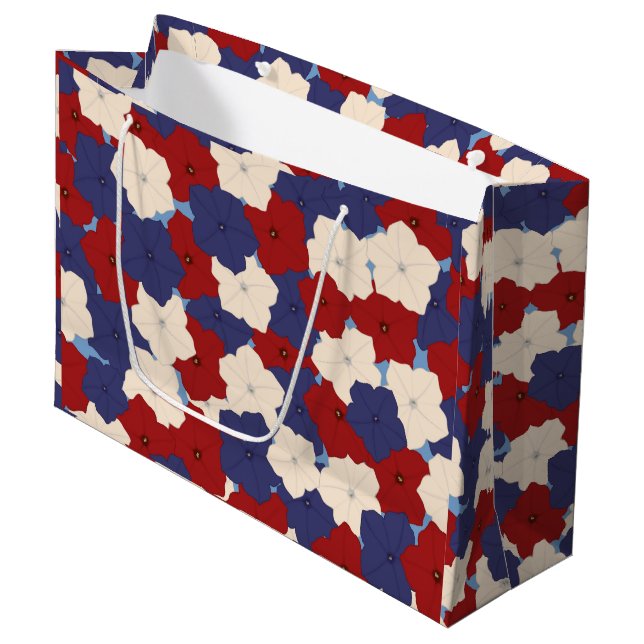 Patriotic Petunias Large Gift Bag (Front Angled)