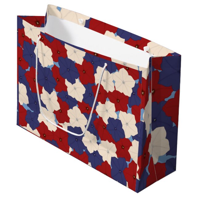 Patriotic Petunias Large Gift Bag (Front Angled)