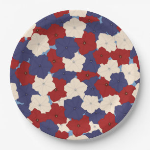 Patriotic Petunias Paper Plate