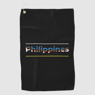 Patriotic Philippines Flag - Word Art Lettering Golf Towel