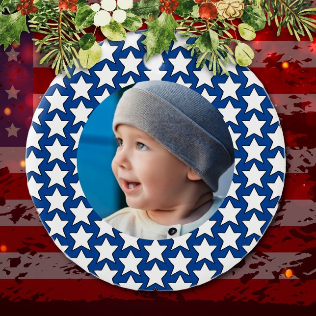 Patriotic Photo Baby's First Christmas Ornament (Creator Uploaded)