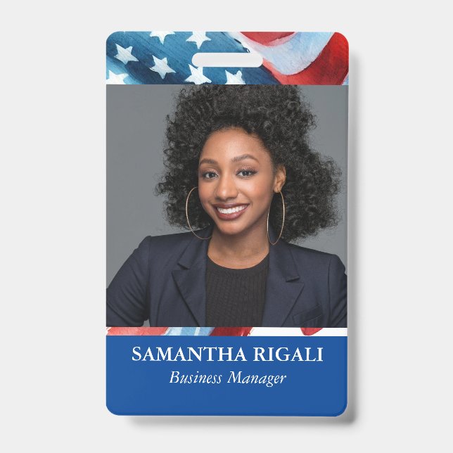 Patriotic Photo Customisable Badge ID Badge (Front)