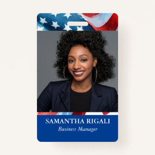 Patriotic Photo Customizable Badge ID Badge