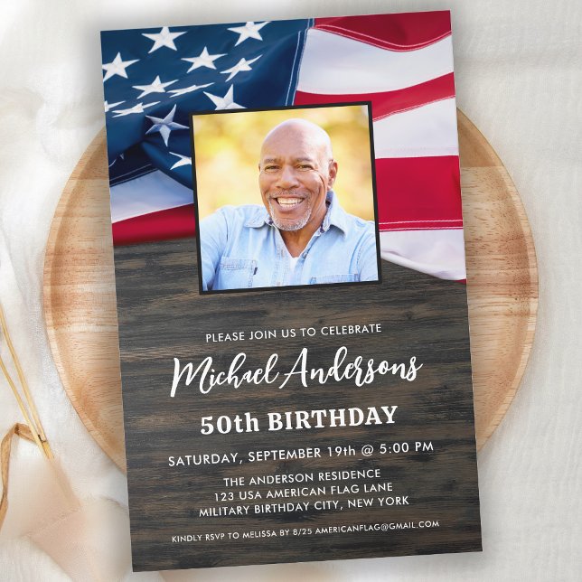 Patriotic Photo US Flag Birthday Budget Invitation (Creator Uploaded)