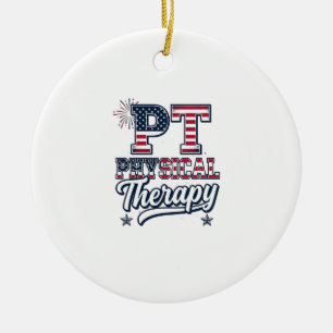 Patriotic Physical Therapy Vintage PT Shirt Design Ceramic Tree Decoration