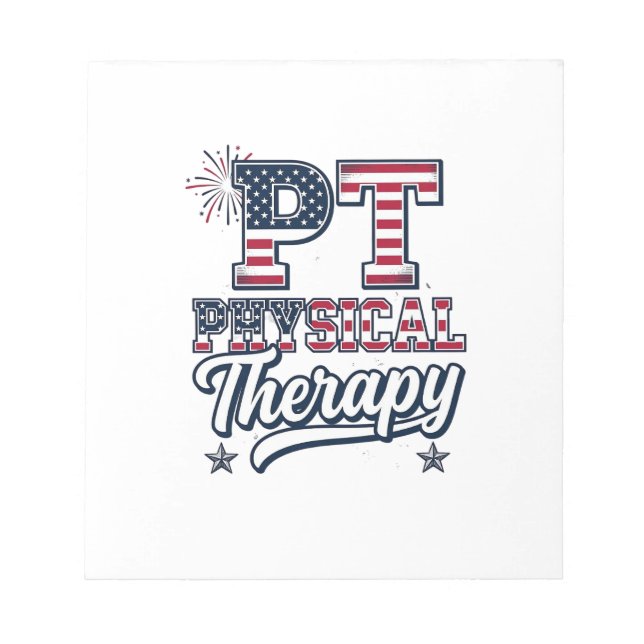 Patriotic Physical Therapy Vintage PT Shirt Design Notepad (Front)