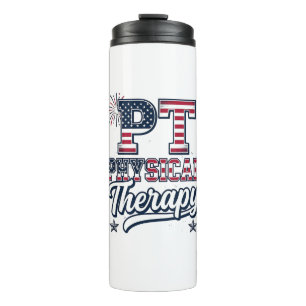 Patriotic Physical Therapy Vintage PT Shirt Design Thermal Tumbler
