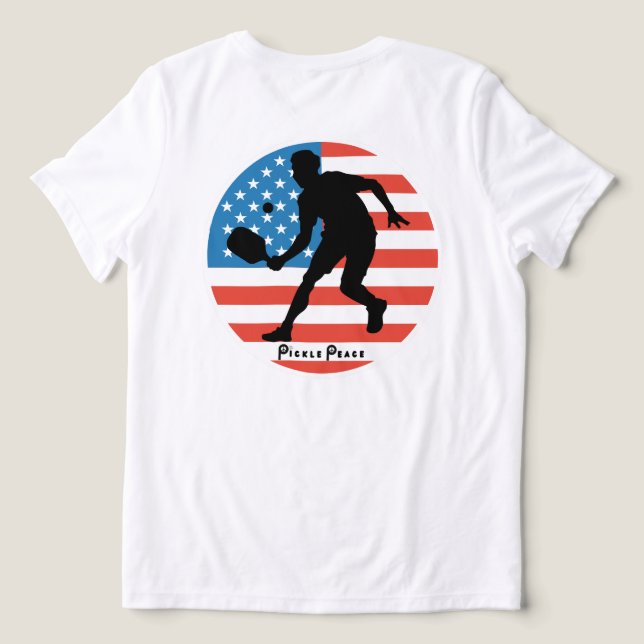 Patriotic Pickleball T-shirt by Pickle Peace Tri-Blend Shirt (Design Back)