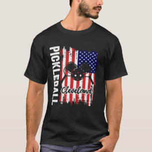 Patriotic Pickleball USA Flag Cleveland Ohio Versi T-Shirt