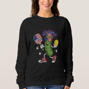 Patriotic Pickleball USA Flag July 4th Cute Paddle Sweatshirt