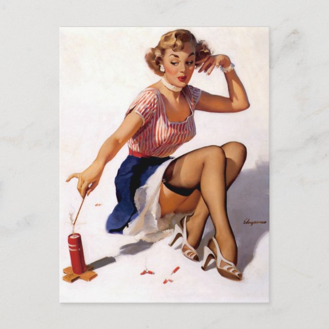 Patriotic Pin-Up Postcard (Front)