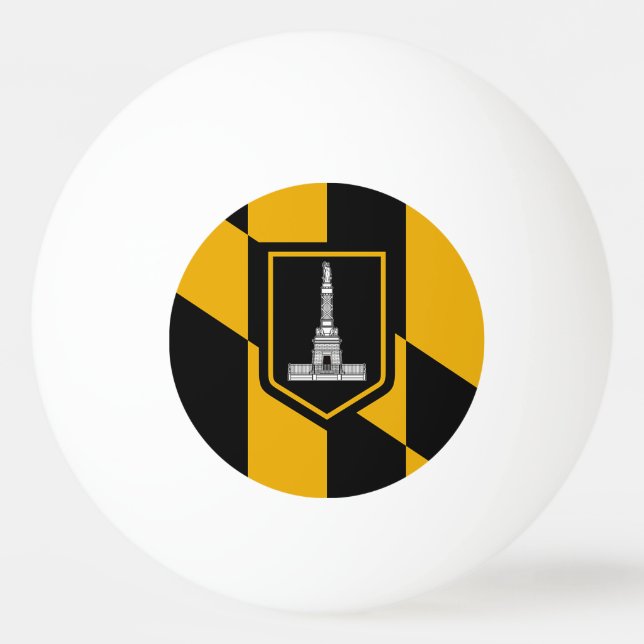 Patriotic ping pong ball with Flag of Baltimore (Front)