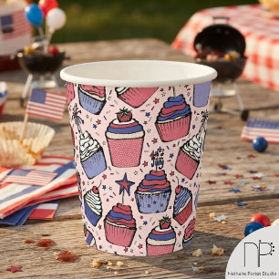 Patriotic Pink 4th of July Cupcakes Paper Cups