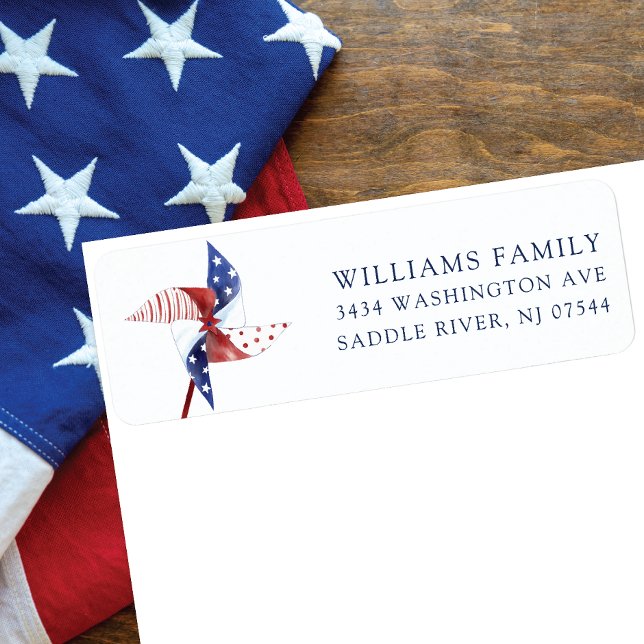 Patriotic Pinwheel Return Address Label (Creator Uploaded)