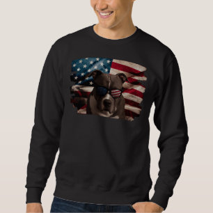 Patriotic Pit Bull Terrier American Flag 4th Of Ju Sweatshirt