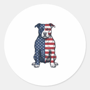 Patriotic Pit Bull Vintage Engraving Vector Design Classic Round Sticker