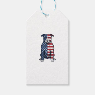 Patriotic Pit Bull Vintage Engraving Vector Design Gift Tags