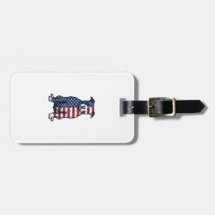 Patriotic Pit Bull Vintage Engraving Vector Design Luggage Tag