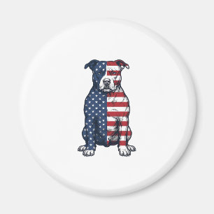 Patriotic Pit Bull Vintage Engraving Vector Design Magnet
