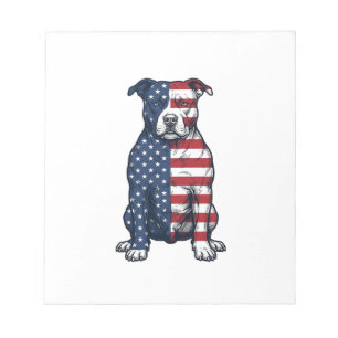 Patriotic Pit Bull Vintage Engraving Vector Design Notepad