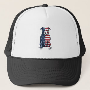 Patriotic Pit Bull Vintage Engraving Vector Design Trucker Hat