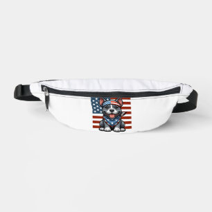 Patriotic Pitbull American Flag 4th of July BBQ Bum Bags