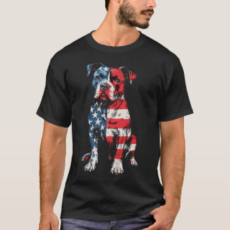 Patriotic Pitbull American Flag Dog Mum Pitbull T-Shirt