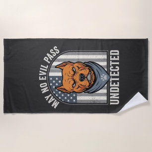 Patriotic Pitbull Guard Dog Beach Towel