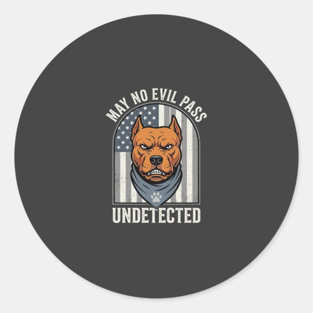 Patriotic Pitbull Guard Dog Classic Round Sticker (Front)