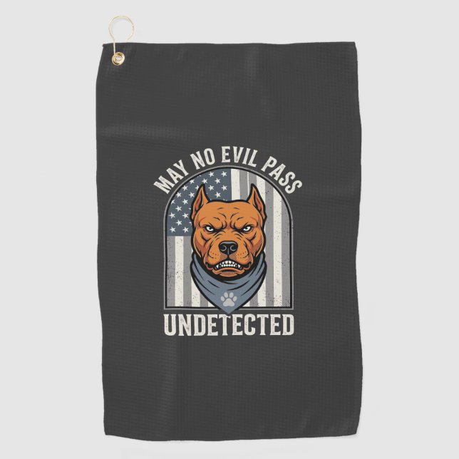 Patriotic Pitbull Guard Dog Golf Towel (Front)