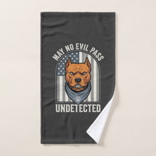 Patriotic Pitbull Guard Dog Hand Towel