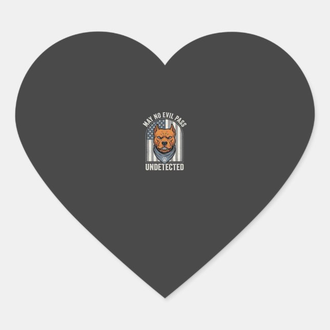 Patriotic Pitbull Guard Dog Heart Sticker (Front)