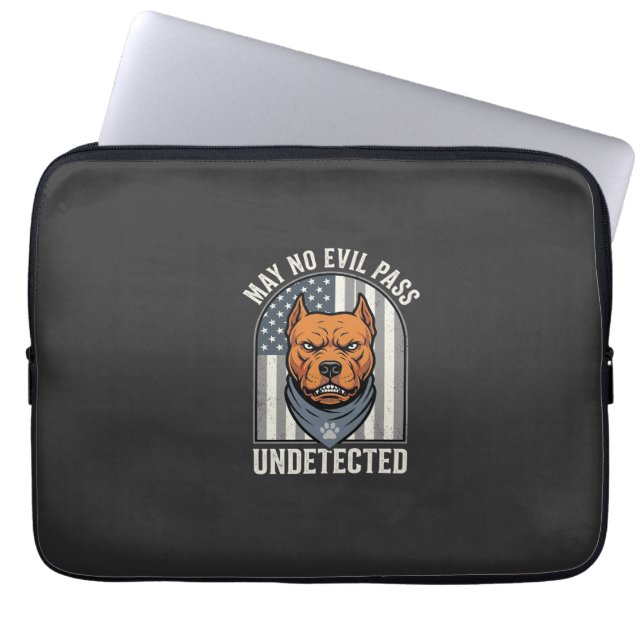 Patriotic Pitbull Guard Dog Laptop Sleeve (Front)