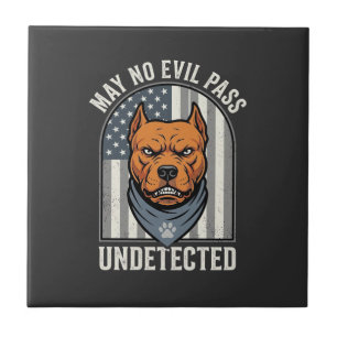 Patriotic Pitbull Guard Dog Tile