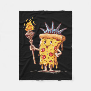 Patriotic Pizza Costume For Usa Statue Lovers Fleece Blanket