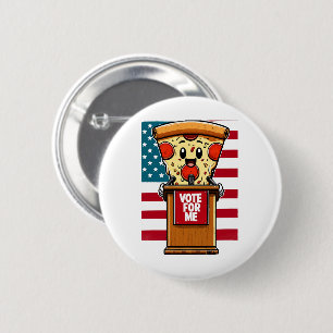 patriotic pizza vote for me 6 cm round badge