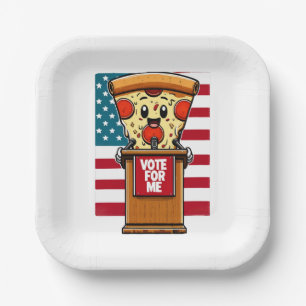 patriotic pizza vote for me paper plate