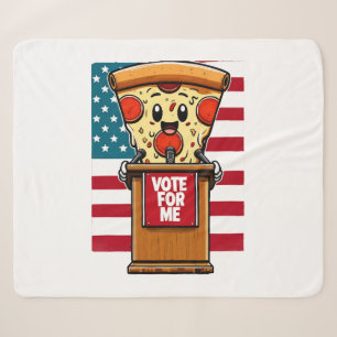 patriotic pizza vote for me sherpa blanket