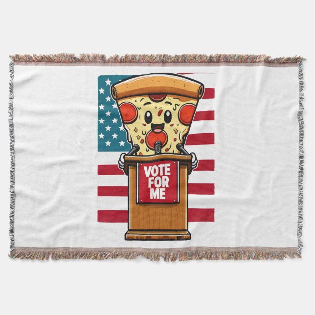 patriotic pizza vote for me throw blanket (Front)